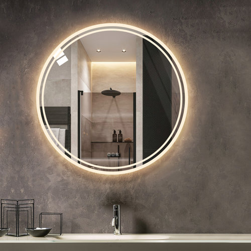 Ivy Bronx Alura Round Lighted Wall Mounted Bathroom / Vanity Mirror